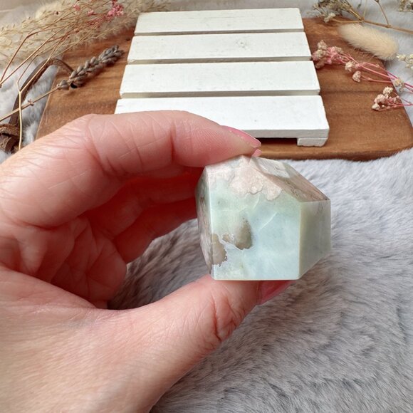 Gorgeous Extra Small Green Flower Agate Gusher | Green Flower Agate Free Form - Picture 6 of 7